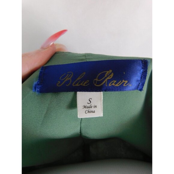 Blue Rain Dress Womens Small Green Floral Button Front V Neck Lined Opaline 02 - Picture 10 of 12